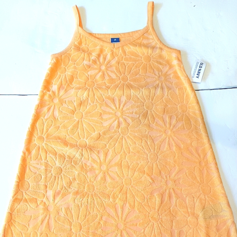 NWT Old Navy Girl's Cute Floral Orange Sleeveless Dress Size 8 Medium